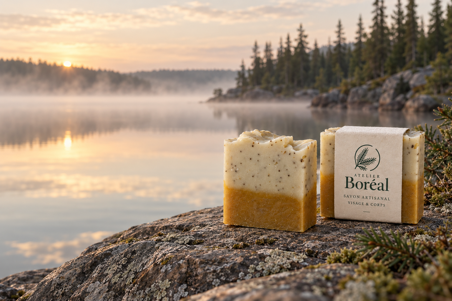 Savons au bord d’un lac boréal